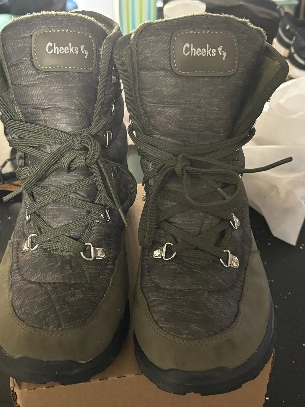 Women's Olive Lace-Up Winter & Rain Boots